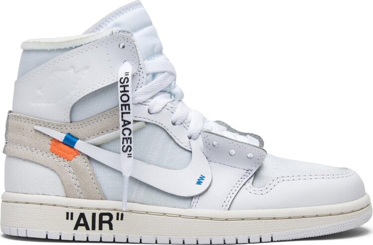 

Кроссовки Off-White x Air Jordan 1 Retro High OG BG White 2018, белый, Белый;серый, Кроссовки Off-White x Air Jordan 1 Retro High OG BG White 2018, белый