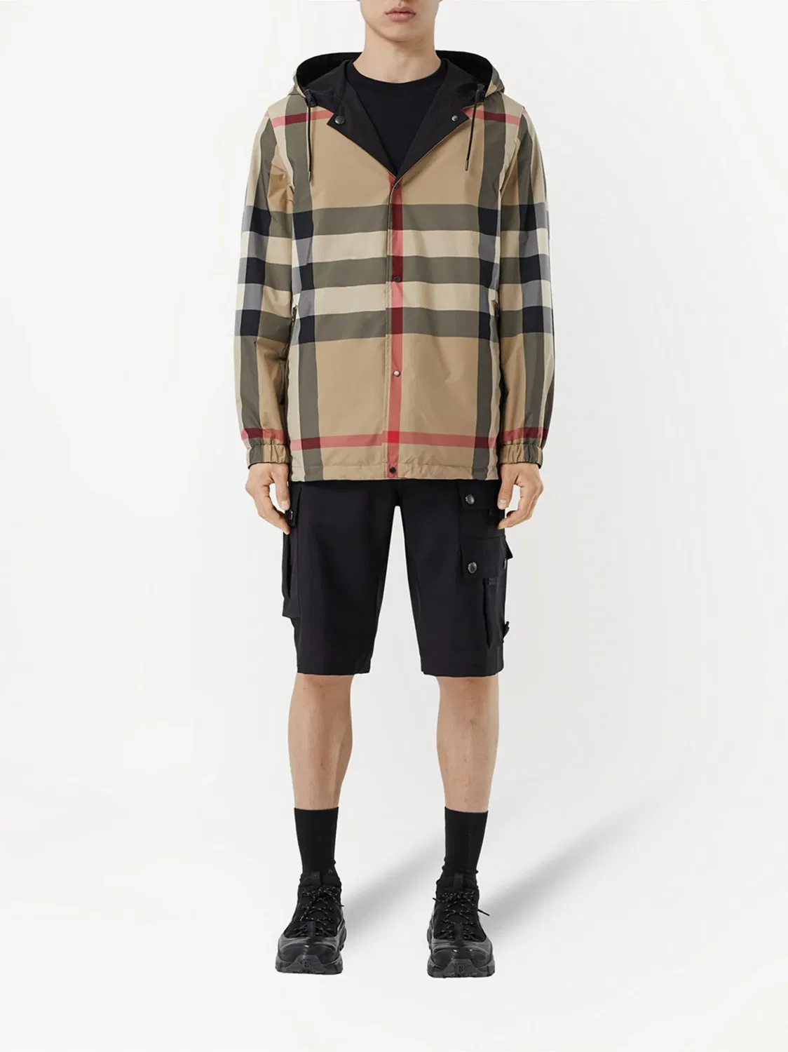 Реверсивная куртка с капюшоном в клетку Burberry, архивный бежевый — фото 2