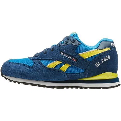Детские кожаные кроссовки на шнуровке Reebok GL2620, Blau — фото 2