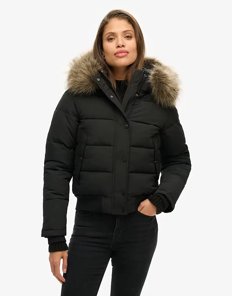 Куртка-бомбер Superdry Everest с капюшоном, черный — фото 3