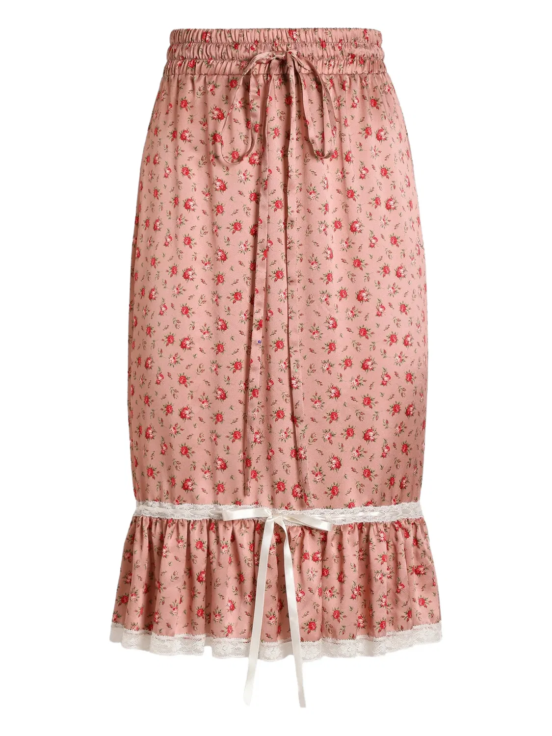 Юбка миди с оборками и цветочным принтом Dolce & Gabbana, розовый