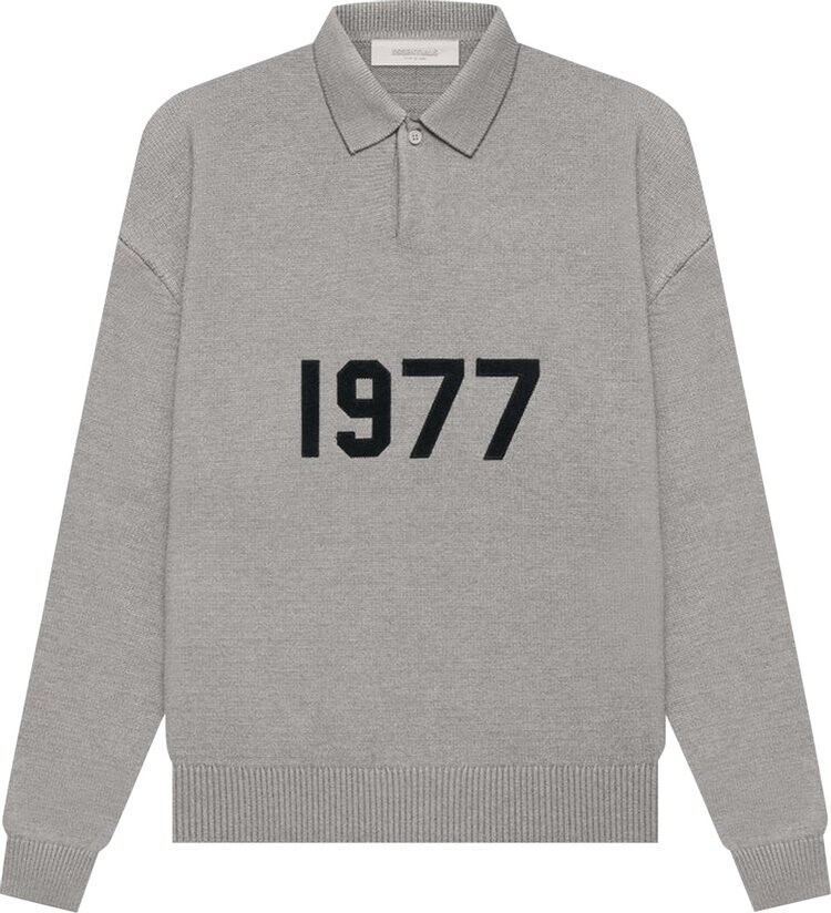 

Лонгслив Fear of God Essentials Knit Long-Sleeve Polo 'Dark Oatmeal', серый