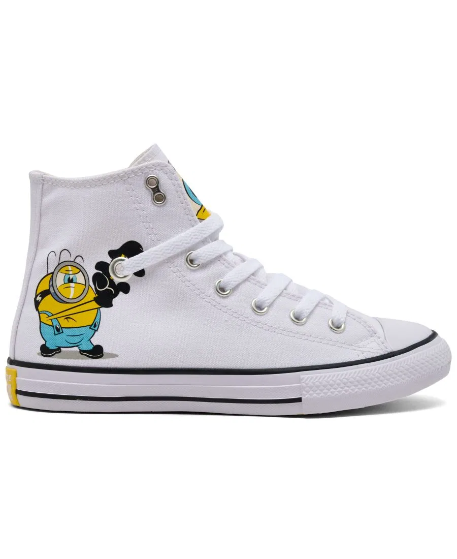 Детские кеды с принтом Minions Converse Chuck Taylor All Star High Top, White Yellow — фото 2