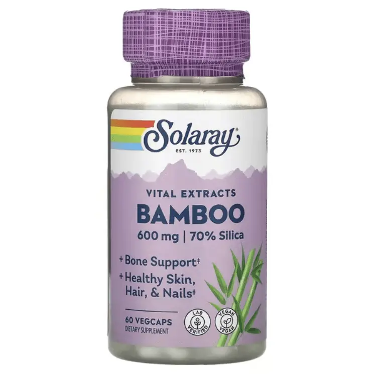 

Бамбук Bamboo Vital Extract, 600 мг, 60 растительных капсул, Solaray