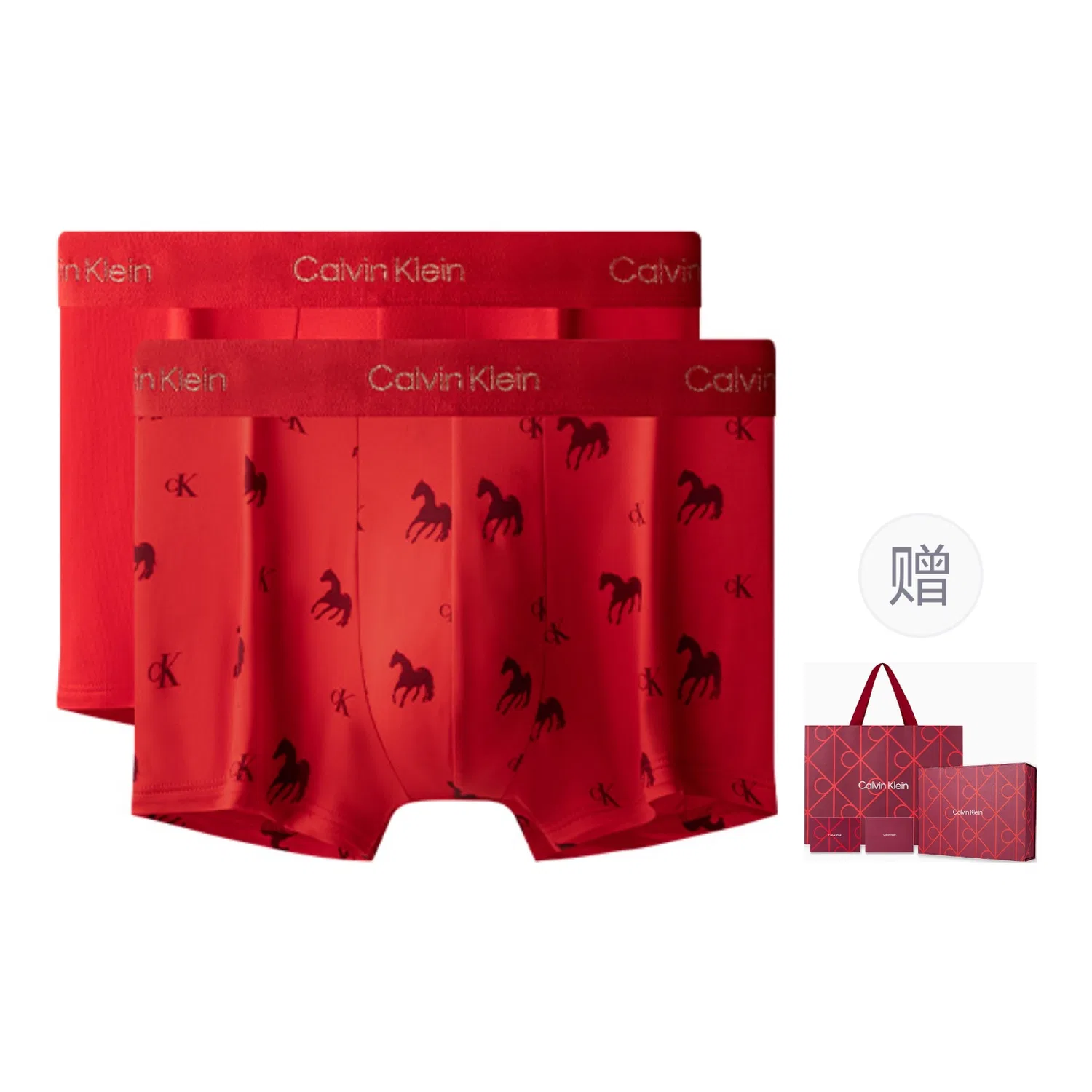 Мужские боксеры с длинным рукавом Calvin Klein, Carmine/Li Ji Red