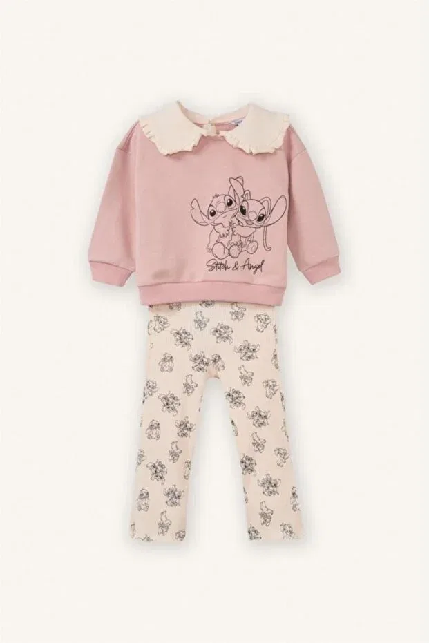 Детский комплект для девочек с принтом Disney Lilo & Stitch 2-Piece Set Defacto, Rose