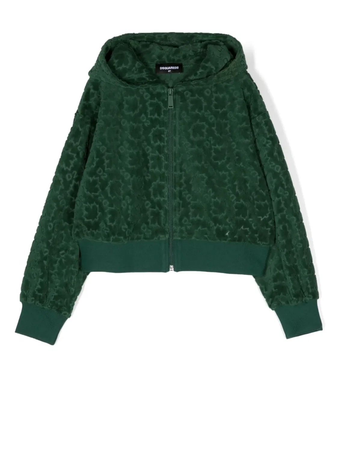 Худи на молнии с принтом Maple Leaf Dsquared2 Kids, зеленый