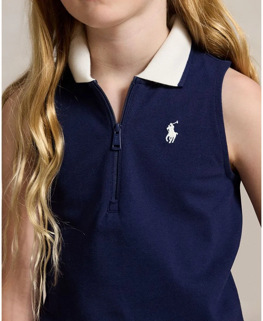 Комплект из поло и юбки-шорт с плиссе для девочек, с вышивкой Pony Polo Ralph Lauren, Refined Navy — фото 4