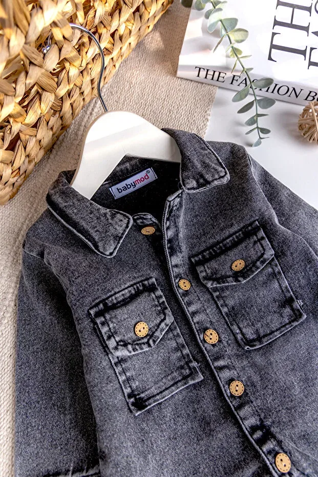 Детский джинсовый комбинезон для мальчиков с длинным рукавом Babymod, Smoke Grey — фото 4