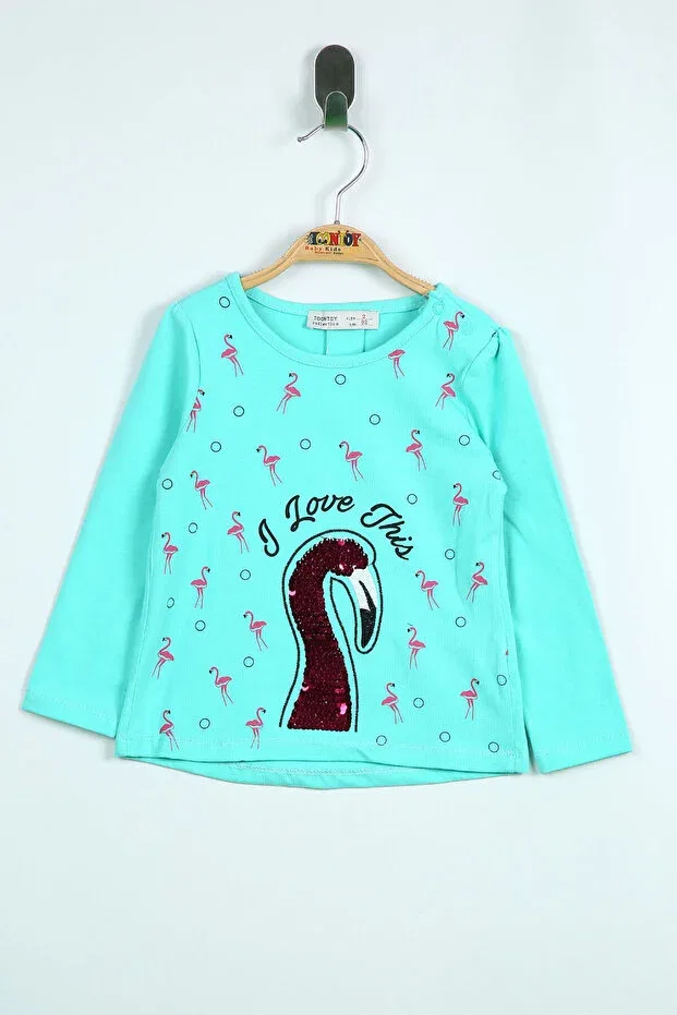 Детская футболка для девочек с вышивкой Toontoy, Mint Green