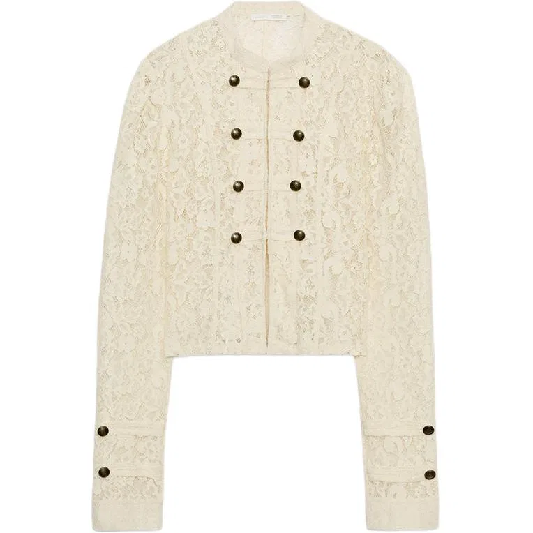 Женское пальто с воротником-стойкой White Stand Collar ZARA, Raw White