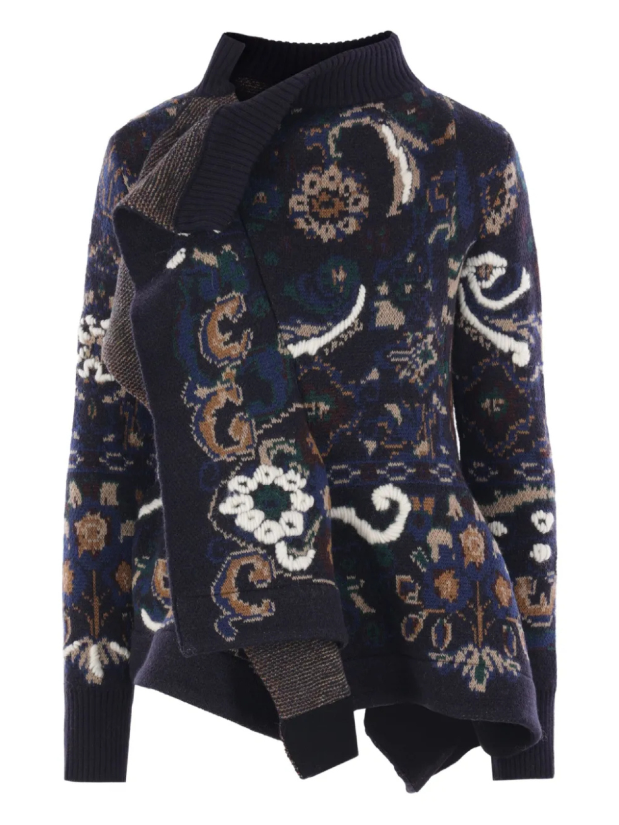 

Свитер из шерсти с оборками и узором sacai, черный