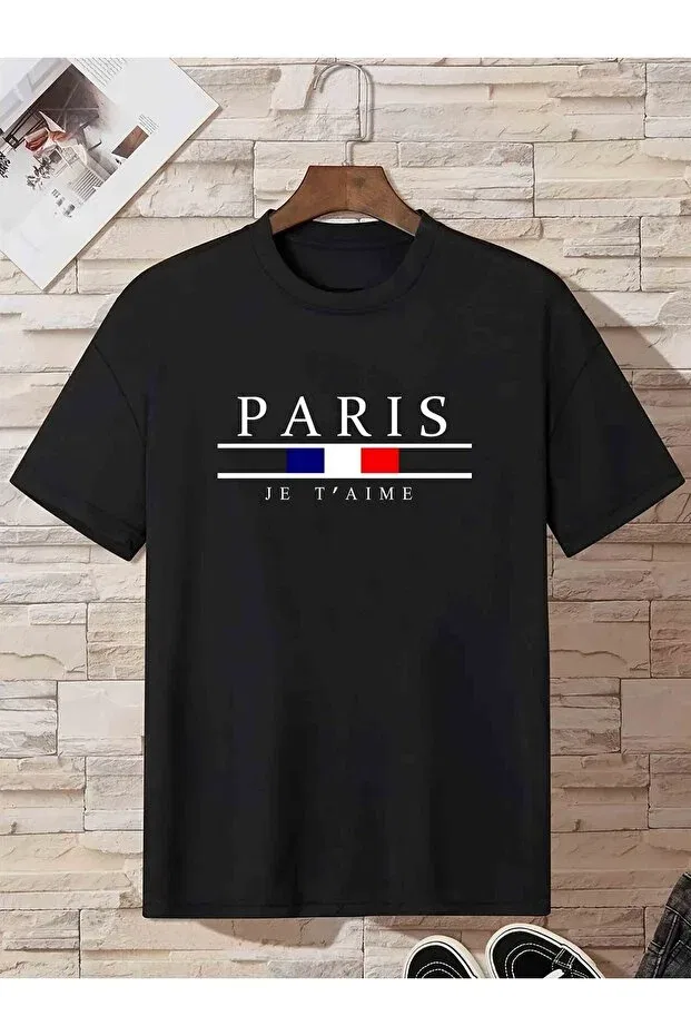 Детская футболка для мальчиков с принтом Paris Let'S Wear, Black