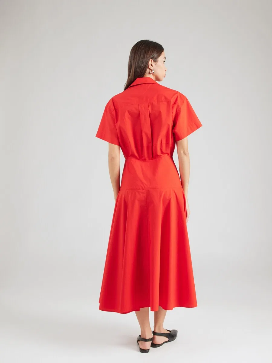 Платье-рубашка TOMMY HILFIGER 'Fit And Flare Midi' неоново-красного цвета — фото 4