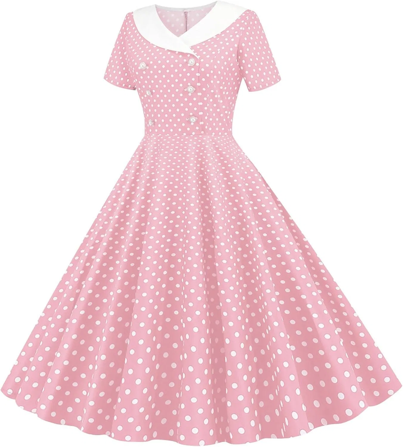 Женское платье A-силуэта с горохом Vintage Polka Dot Swing, Pink — фото 3