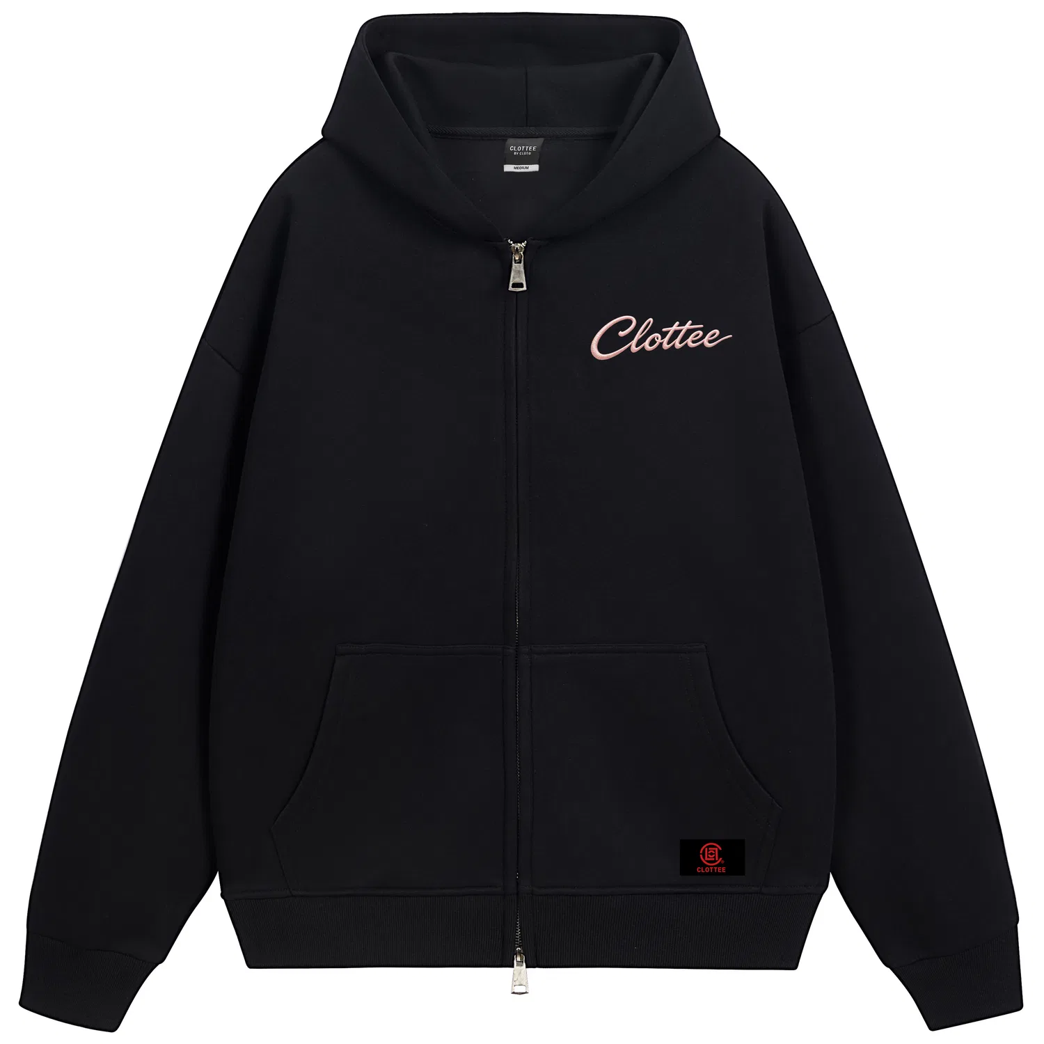 Детский худи с капюшоном без застежки Black-Pink Logo 360G Heavyweight Embroidery Craft CLOT, Black-Pink Logo