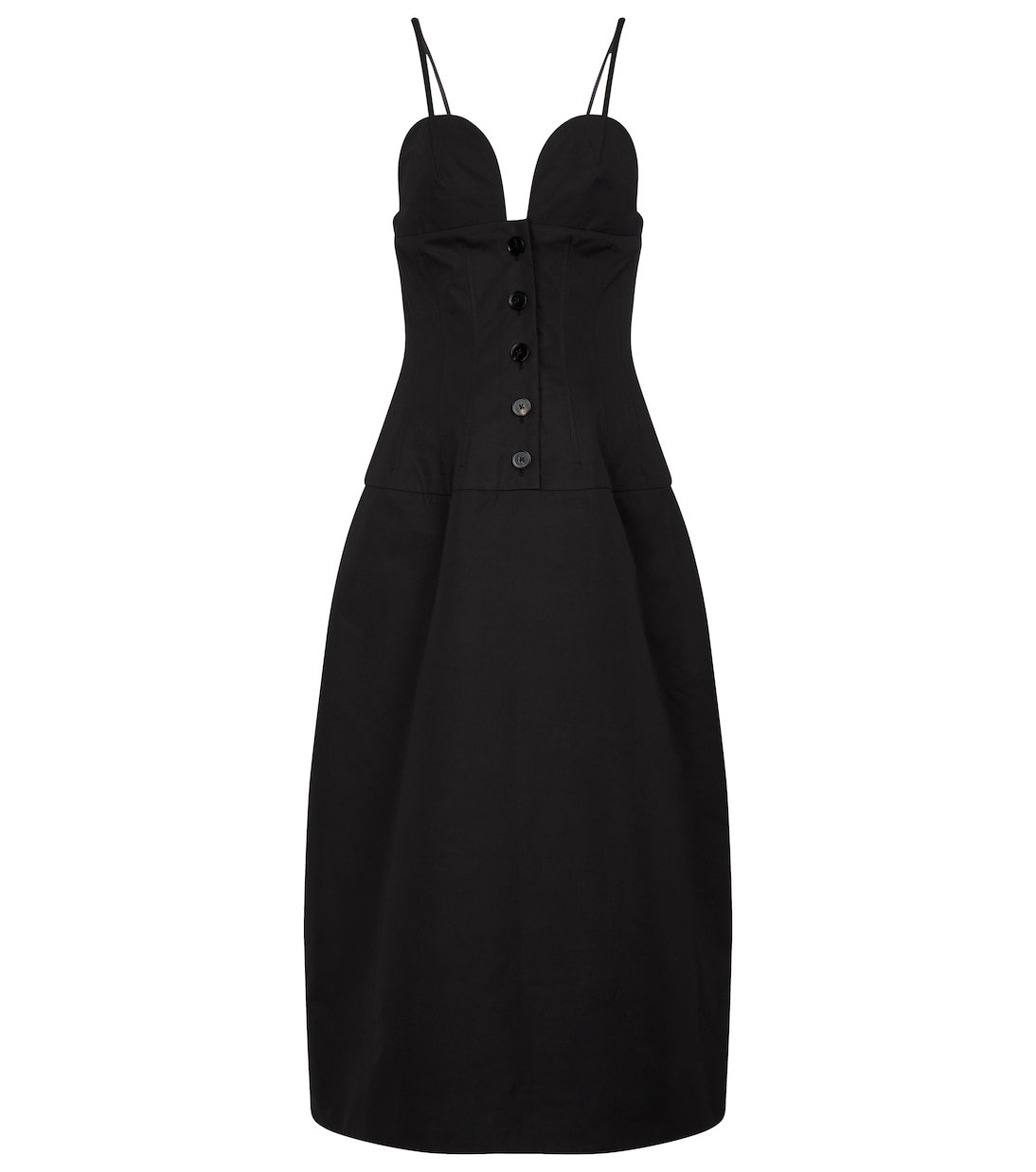 

Платье миди из хлопкового поплина Jil Sander, черный