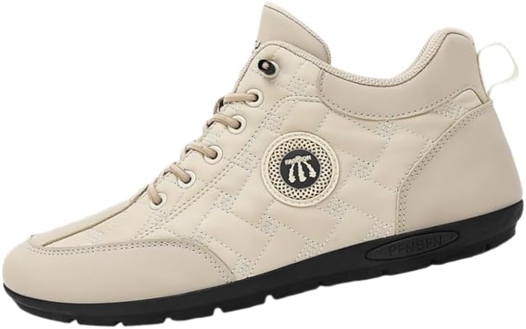 

Мужские повседневные спортивные кроссовки с шнуровкой и низким каблуком, толстая и универсальная модель, подходящая для всех сезонов, включая занятия в тренажерном зале, бег и ежедневную носку Hoalox, бежевый