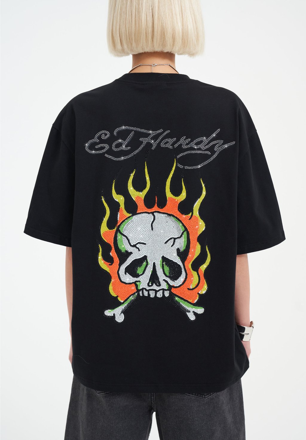 

Футболка с принтом SKULL FLAME DIAMANTE Ed Hardy, черный