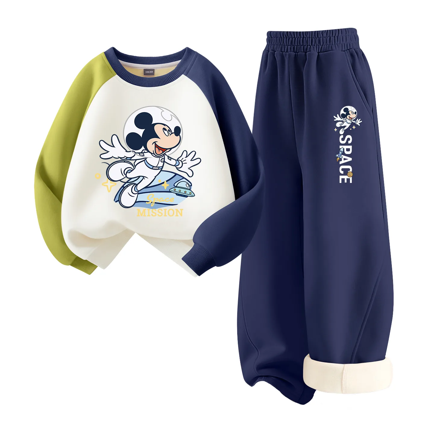 Детский спортивный костюм с воротником-стойкой на флисе Disney, [Thickened and Fleece-Lined]Di Leisure Red Blue+Di Straight Face K Navy Blue — фото 3