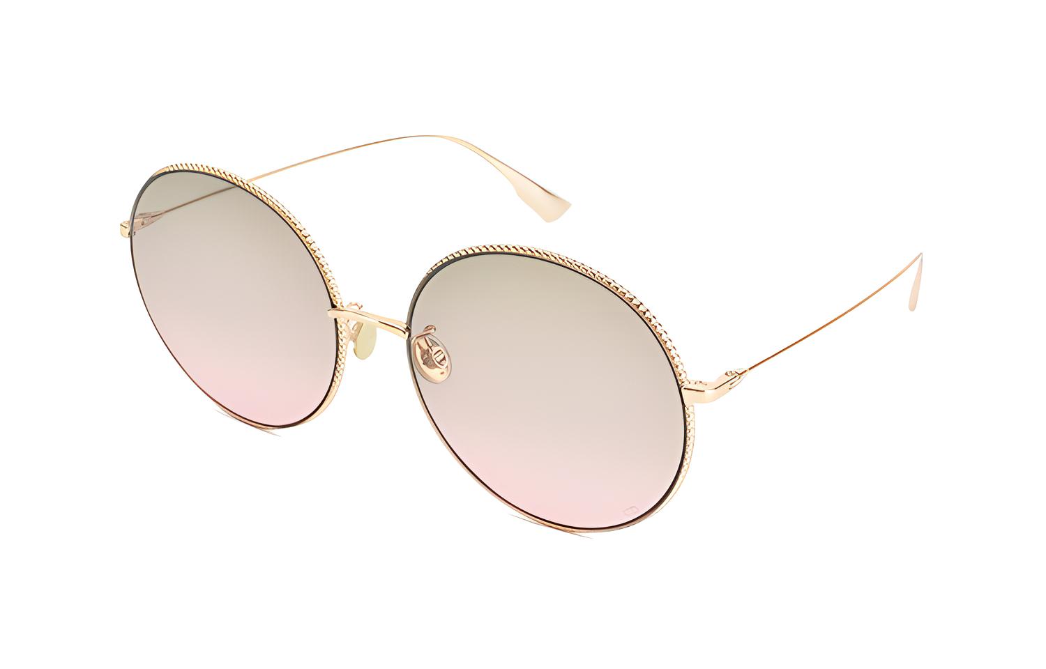 

DIOR Мужские круглые солнцезащитные очки из сплава, Gold