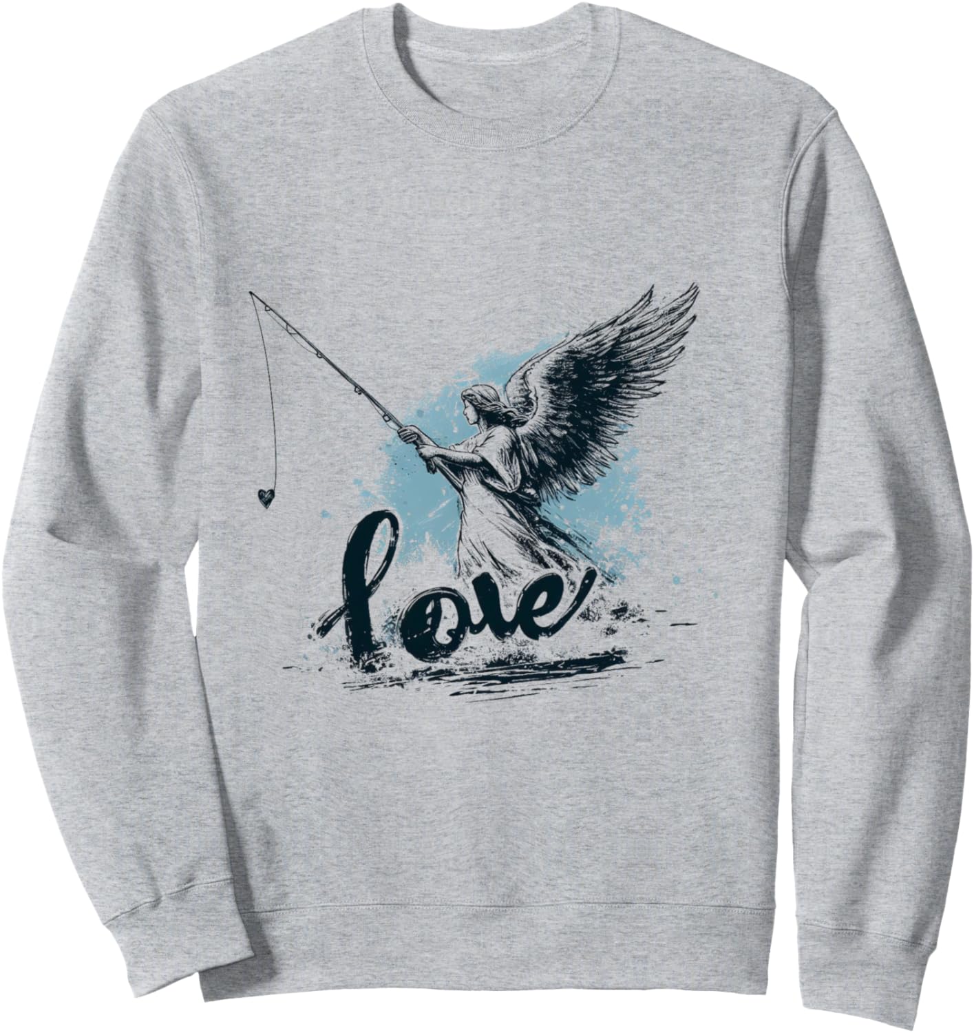 

Ангел с удочкой, надпись «любовь», романтический мотив, толстовка Engel Und Liebe Designs Von Drosoman, серый