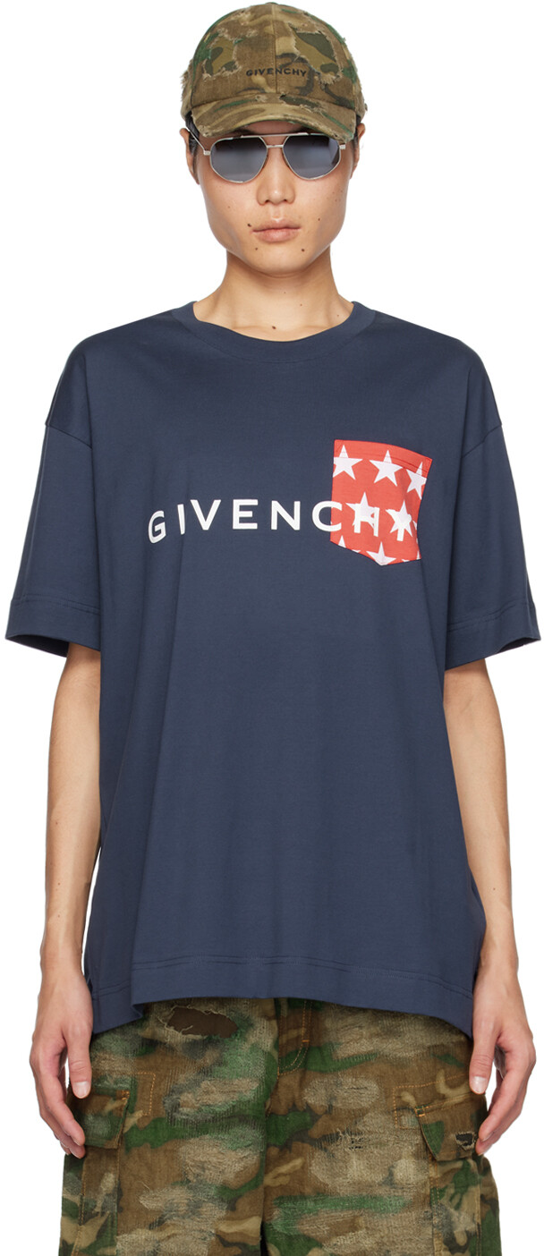 

Темно-синяя футболка с карманами Givenchy