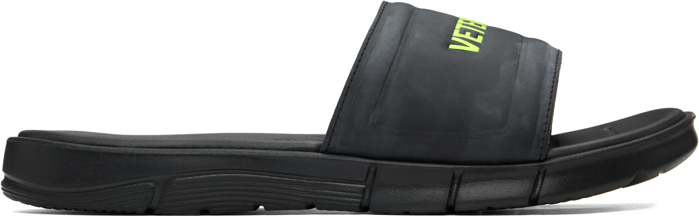 

Черные шлепанцы для бассейна с логотипом Reebok Edition VETEMENTS