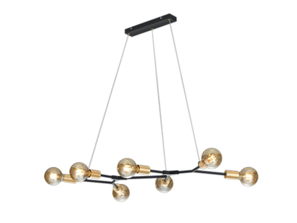 

Trio Lights - Дизайнерский подвесной светильник I Подвесной светильник I Подвесной светильник черный с золотом I Латунь 7 ламп - Кортик I Гостиная I Спальня - продолговатая сталь - Подходит светодиод E27