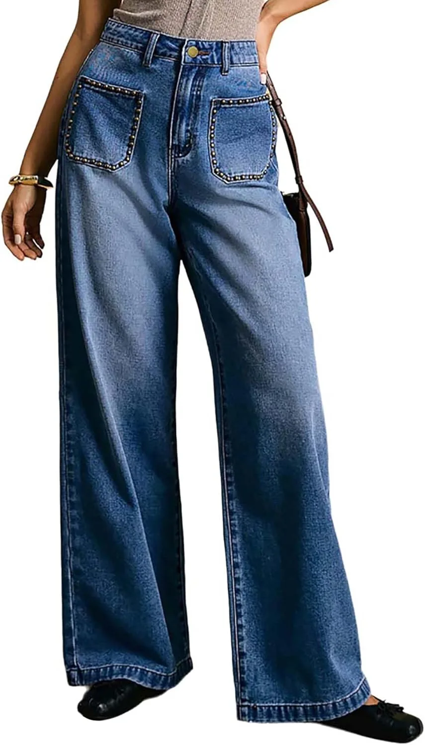 

Женские джинсы Baggy Wide Leg с высокой посадкой QLAUYIOE