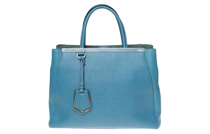 

FENDI Кожаная сумка-шоппер среднего размера женская синяя