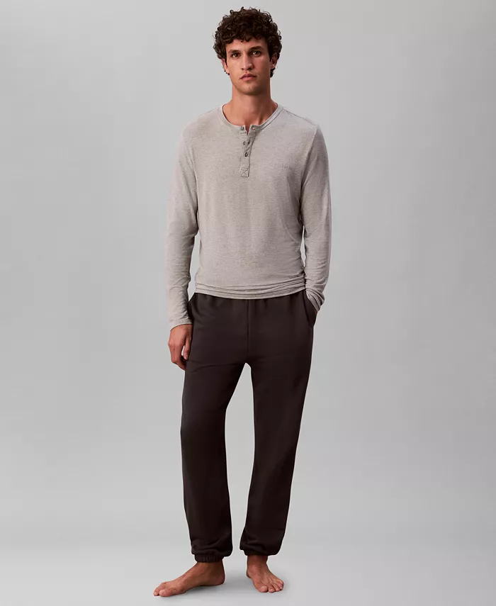 

Мужская футболка для сна с воротником хенли Calvin Klein, серый