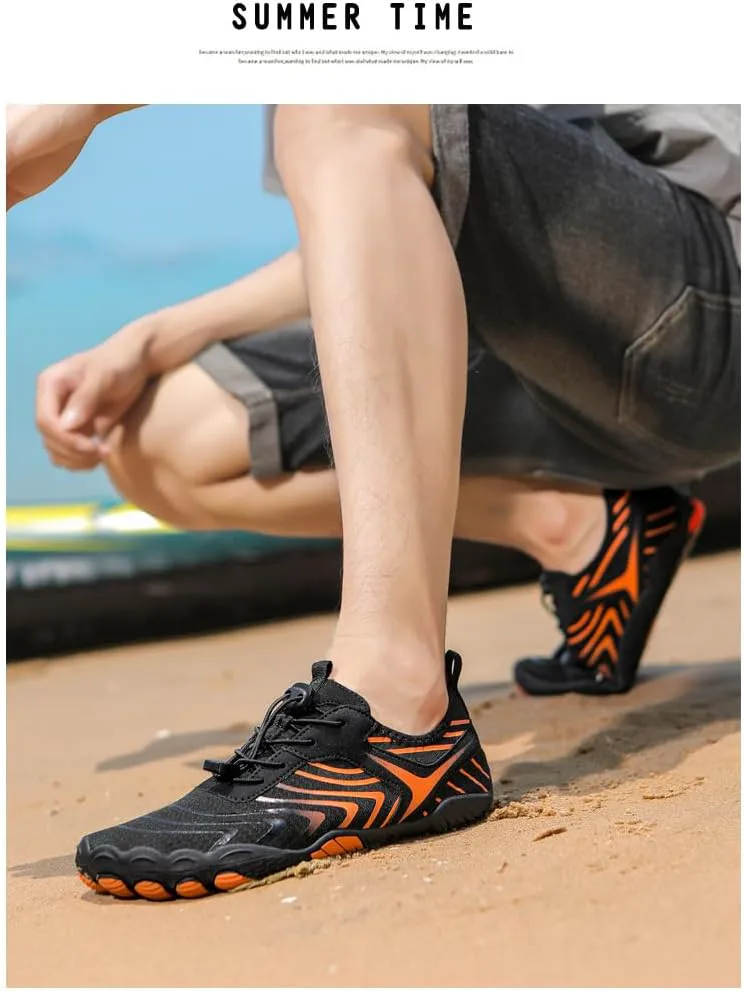 Обувь Footwear Pro Hike Barefoot для женщин и мужчин с широкой носочной частью, здоровая и нескользящая, дышащая, для босоногой ходьбы, пляжа, бассейна, плавания, серфинга, прогулок, походов и бега по тропам Generic, оранжевый — фото 2