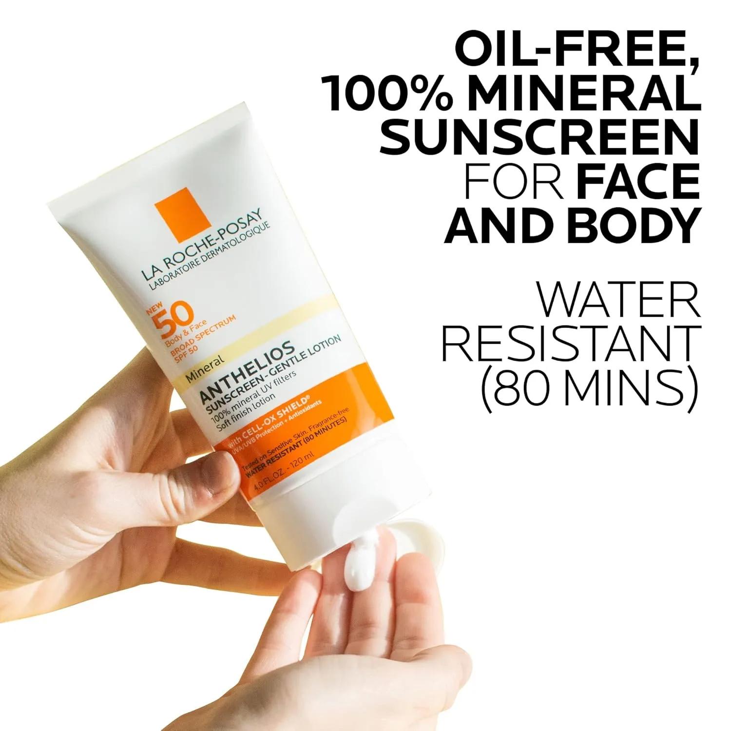 La Roche-Posay Anthelios Mineral Sunscreen SPF 50 Gentle Lotion, широкий спектр SPF + антиоксиданты, солнцезащитное средство для лица и тела, диоксид титана и оксид цинка, без оксибензона, без масел 118 мл, white — фото 3