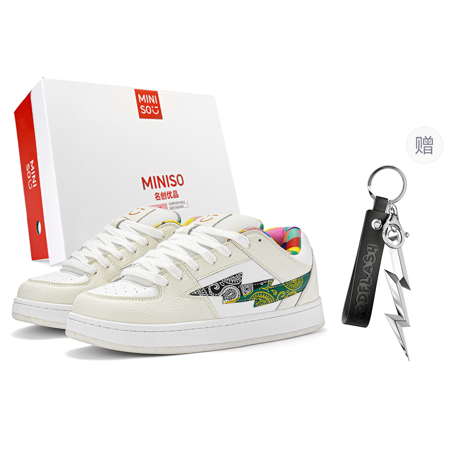 

MINISO Лайтнинг М серия низкие скейтерские кроссовки унисекс бежевые (с брелоком), цвет Beige (Includes Keychain)