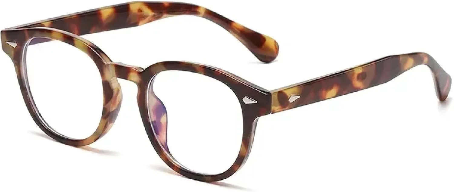 

Ретро круглые солнцезащитные очки для женщин, желтые, модные, с заклепками, защита от УФ-излучения UV400, для мужчин, в стиле панк VVTWSSW, Leopard Frame