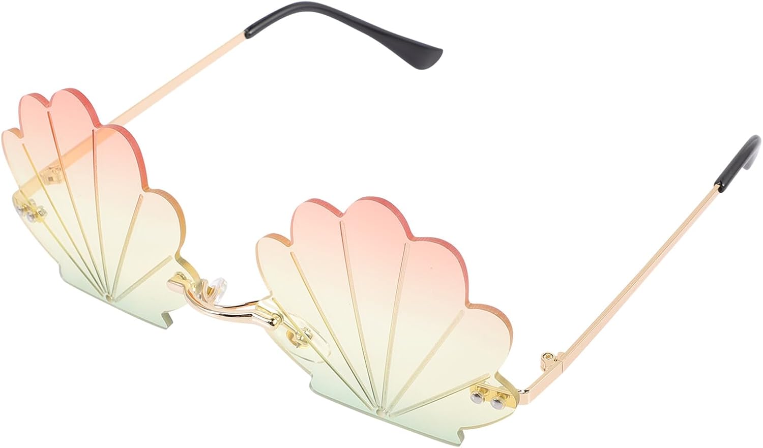 

Солнцезащитные очки SOIMISS в форме ракушки, креативные безободковые очки, стильные и прочные, из металла и поликарбоната, модель Wave, женские, зелено-красные, Transparent