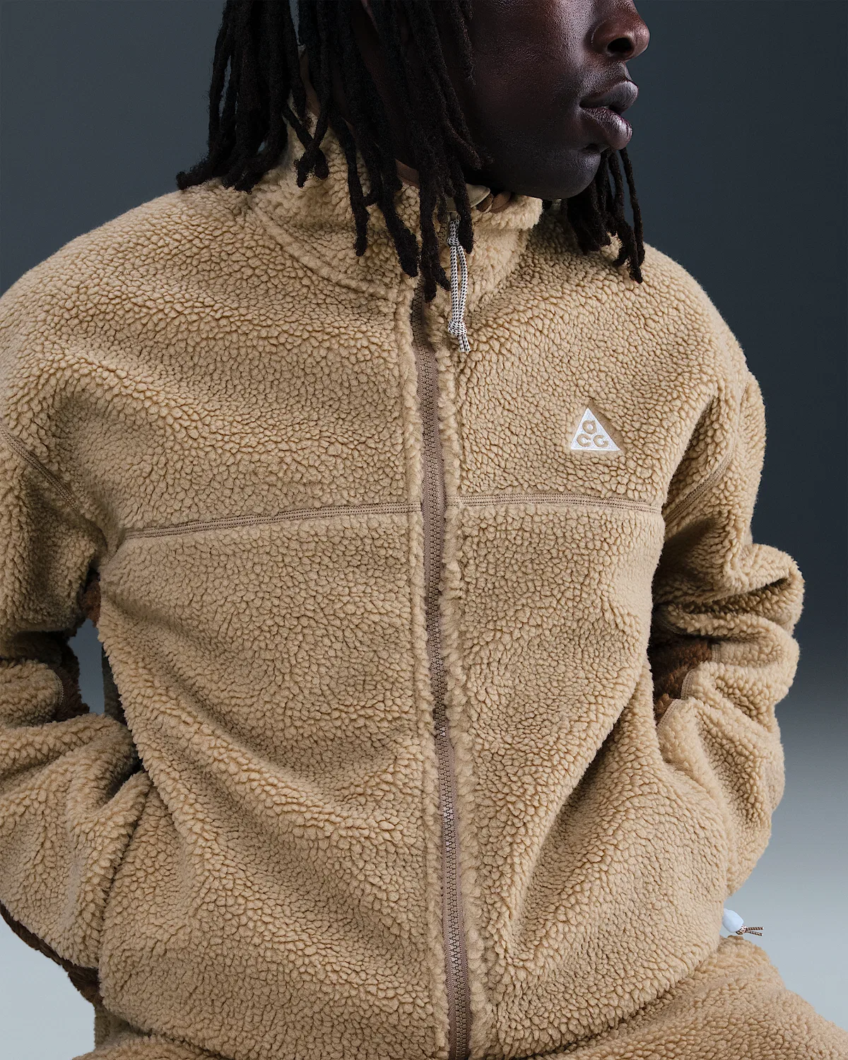 Мужская ветрозащитная куртка Nike ACG "Canwell Glacier" с технологией Therma-FIT ADV, Parachute Beige/Mosswood Brown/Light Khaki/Summit White — фото 3
