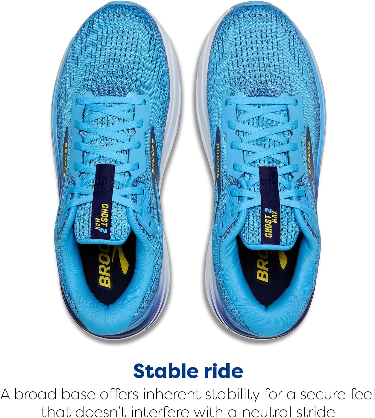Мужские кроссовки Brooks Ghost Max 2 для бега и ходьбы, синий/желтый — фото 4