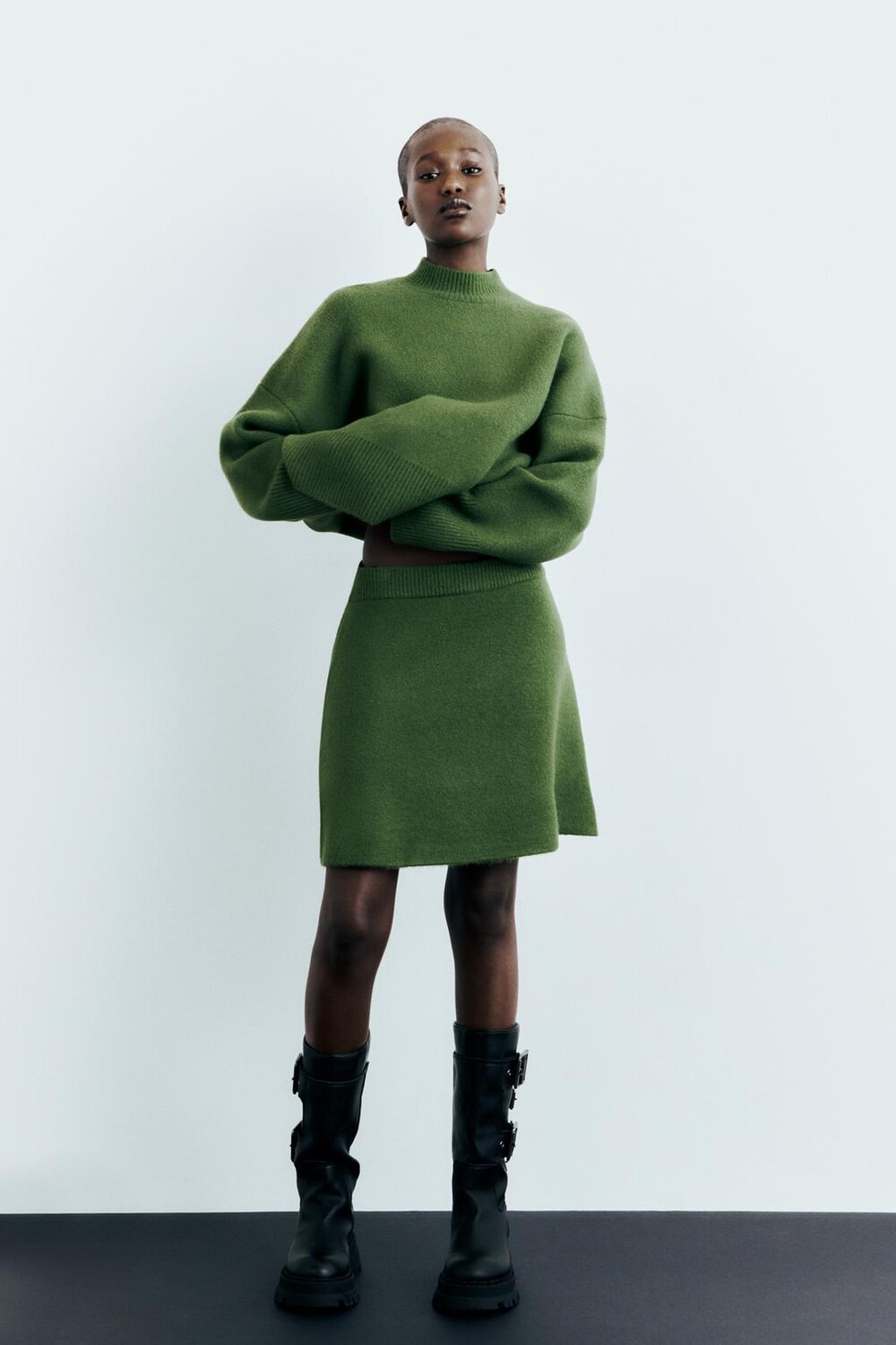 

Трикотажная мини-юбка ZARA, зеленый