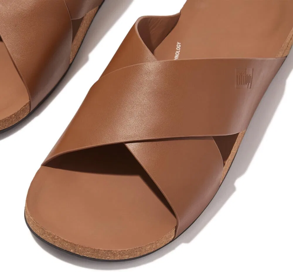 Мужские кожаные сандалии-шлепанцы Fitflop Iqushion, Light Brown — фото 4
