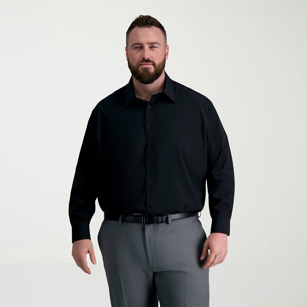 

Однотонная классическая рубашка классического кроя Big & Tall Haggar Smart Wash, цвет Black Solid