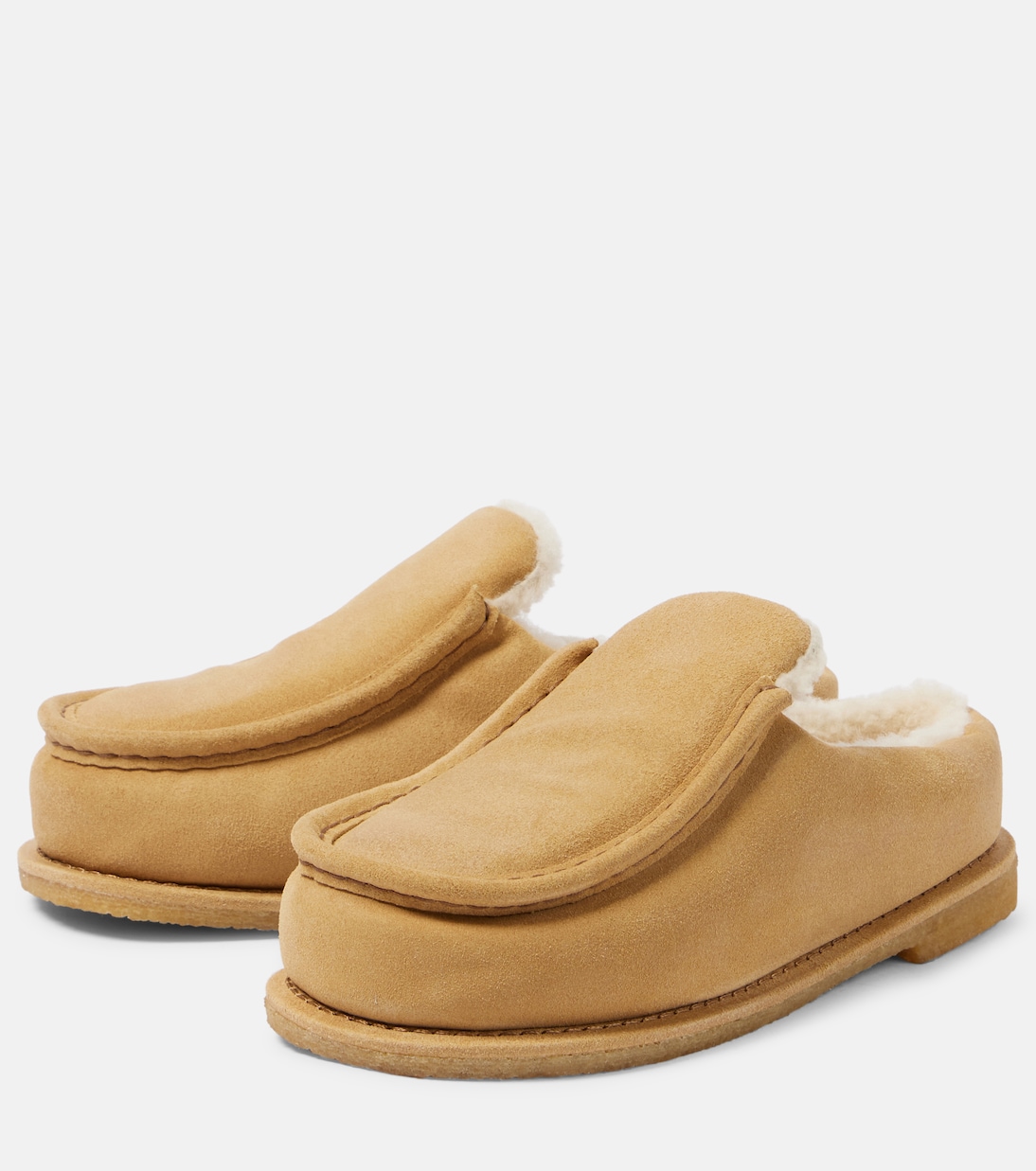 Замшевые мюли с подкладкой из овчины JW Anderson, Senape — фото 2
