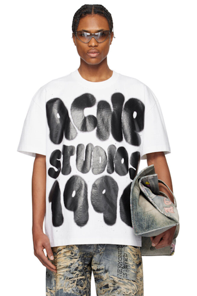 

Белая футболка свободного кроя с логотипом Acne Studios