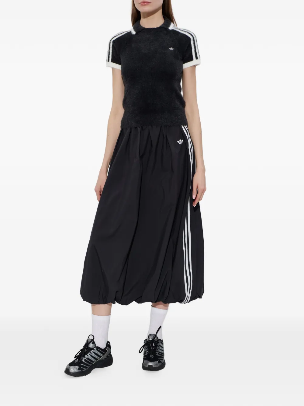 Поло-топ Cali с тремя полосками Adidas, черный — фото 2