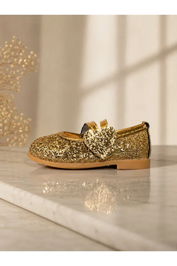 Детские балетки для девочек с принтом Miray Baby Kids, Gold — фото 3