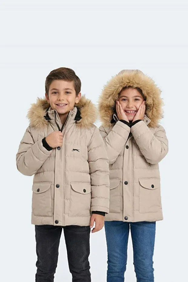 Детское зимнее пальто для девочек с капюшоном Slazenger, Stone Gray