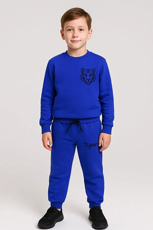 Детский спортивный комплект для девочек с принтом Tiger Embroidered Ayybuu, Blue