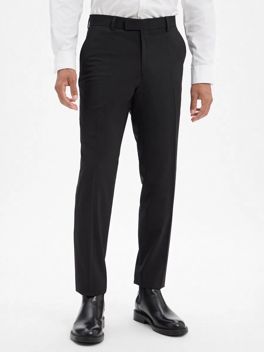 Брюки BOSS Regular Pleated Pants 'Leon' черного цвета — фото 3
