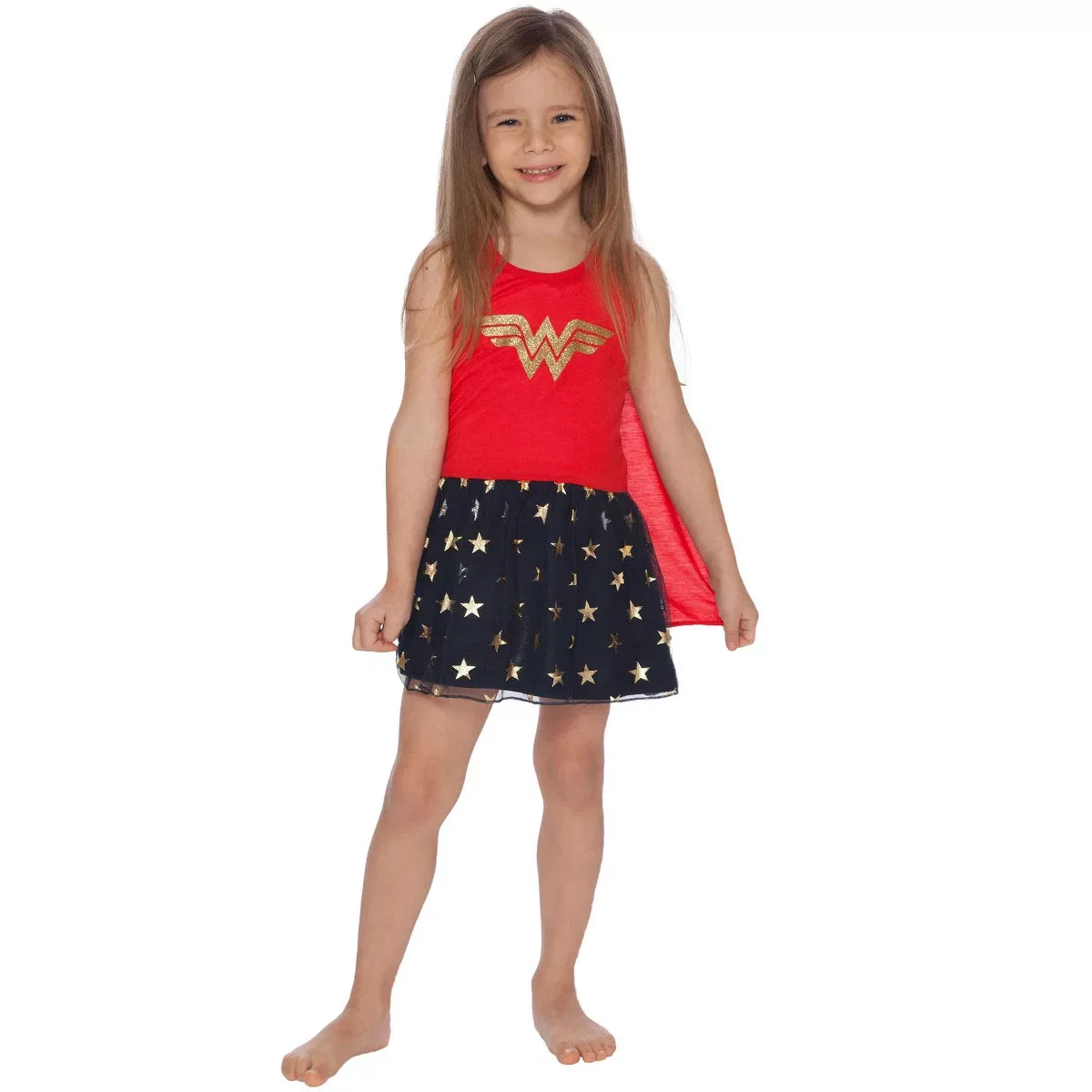 Детская ночная рубашка для девочек с принтом Wonder Woman Roller Derby Tank Gown with Cape INTIMO, Multi — фото 2